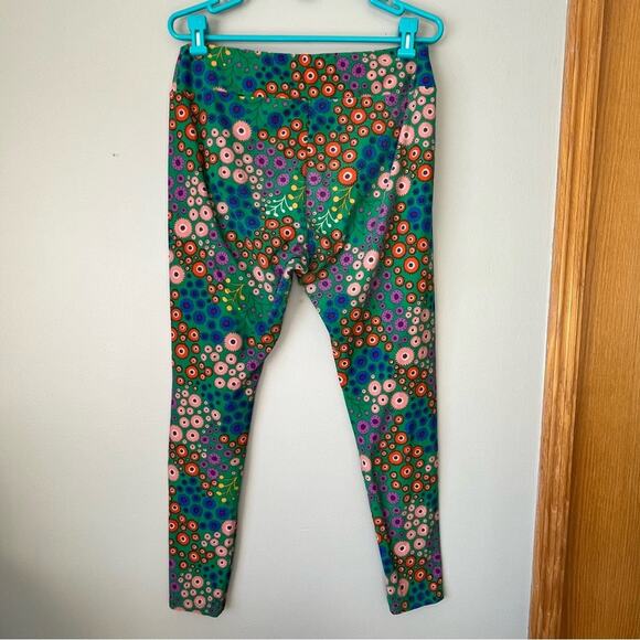 LuLaRoe Green / Pink / Yellow Patterned Leggings Size Tall and Curvy 12/18 - Picture 2 of 10